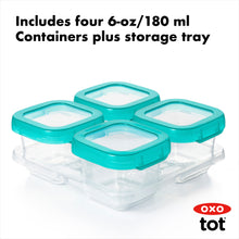Load image into Gallery viewer, OXO Tot Baby Blocks Freezer Storage Containers 6 oz - Teal