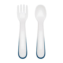 Load image into Gallery viewer, OXO Tot On-The-Go Plastic Fork & Spoon Set With Travel Case - Navy