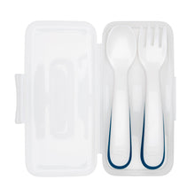 Load image into Gallery viewer, OXO Tot On-The-Go Plastic Fork & Spoon Set With Travel Case - Navy