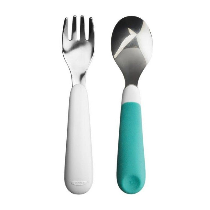 OXO Tot Fork & Spoon Set - Aqua