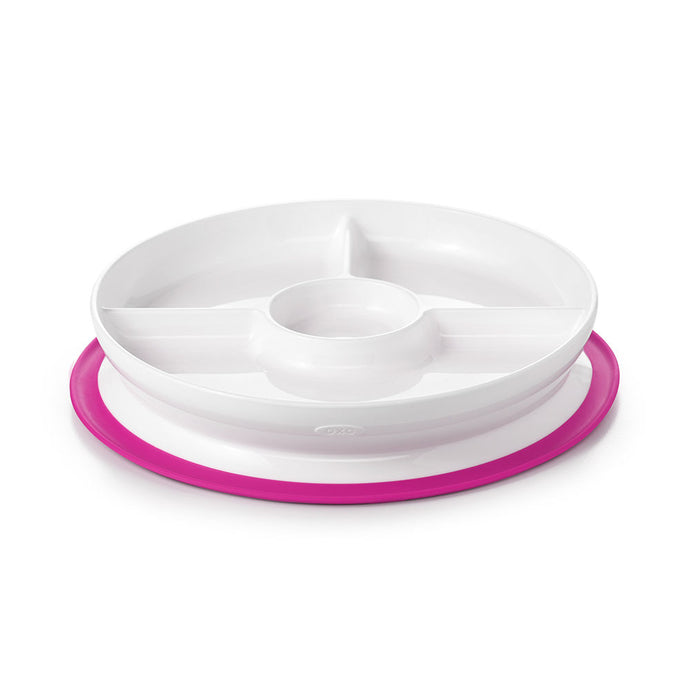 OXO Tot Stick & Stay Suction Divided Plate - Pink