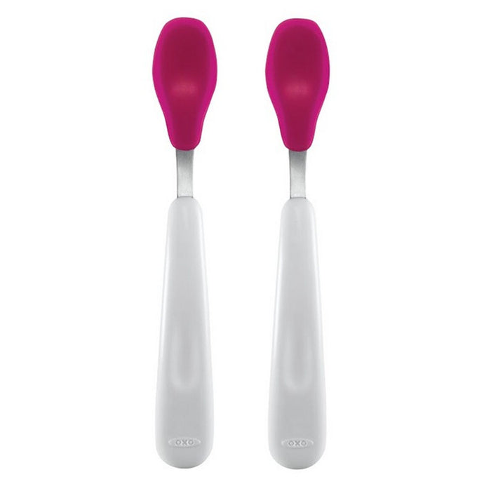 OXO Tot Feeding Spoon Set with Soft Silicone - Pink