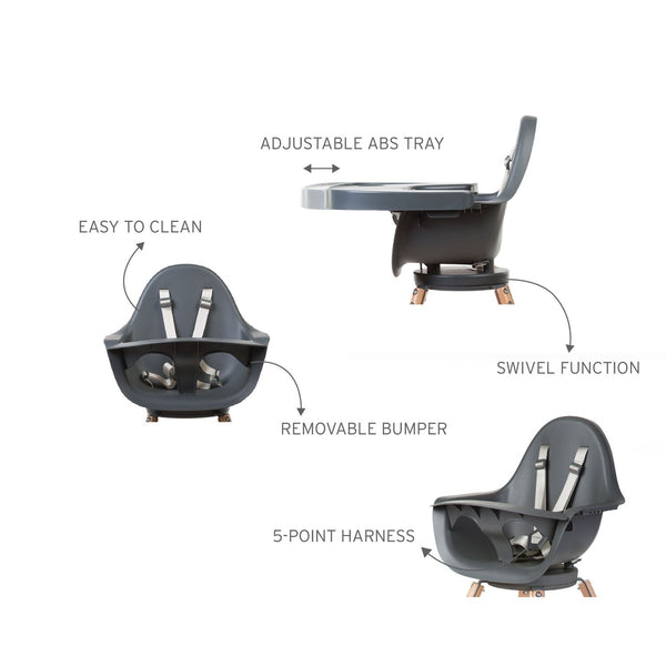 Childhome Evolu One.80° High Chair - Natural Anthracite