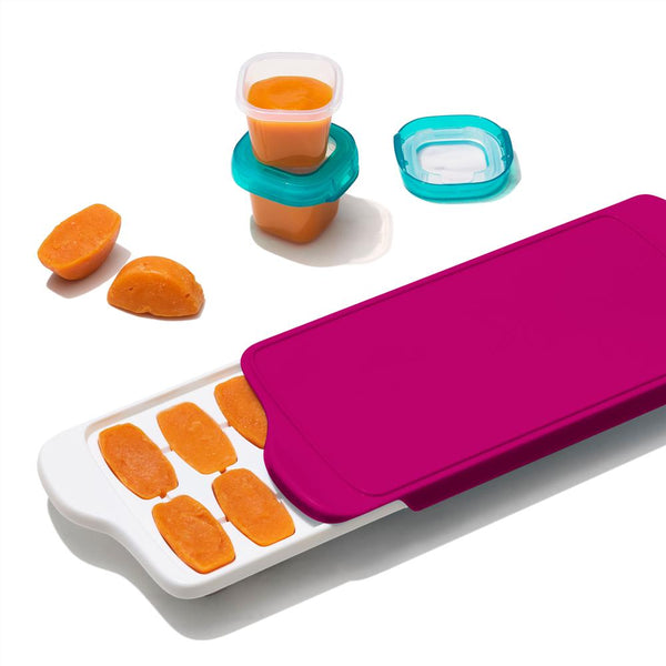 OXO TOT Baby Food Freezer Tray with Silicone Lid - Pink (1)