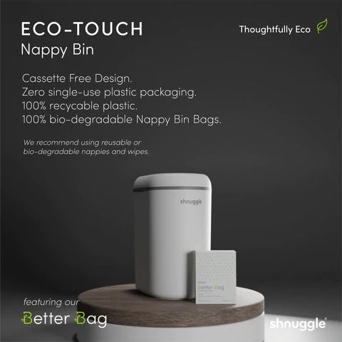 Shnuggle Eco-Touch Nappy Bin - White/Grey